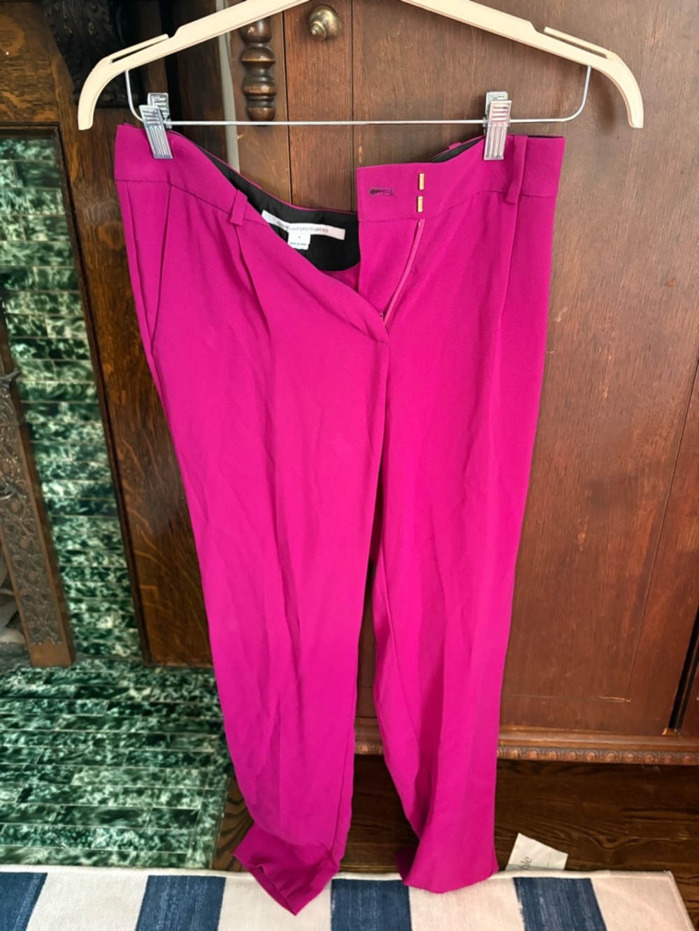 Diane Von Furstenberg Fuchsia Straight-Leg Trousers